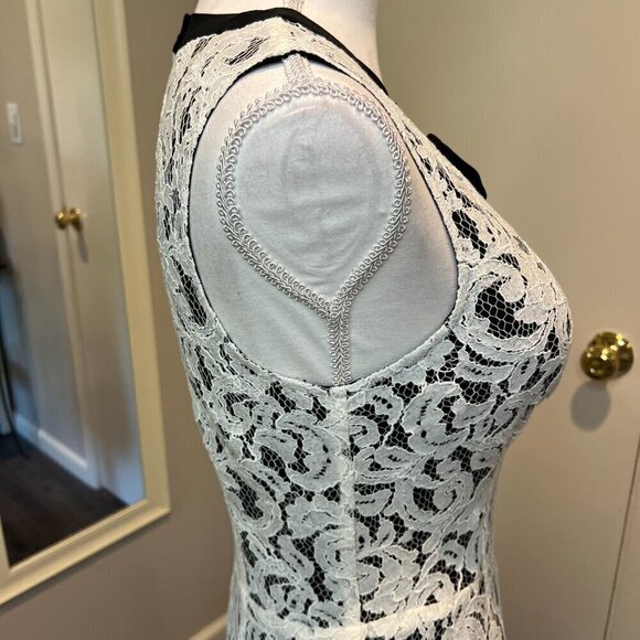 Victoria's Secret Cream Lace Midi Dress with Black Bow, Size 6 - Picture 7 of 16